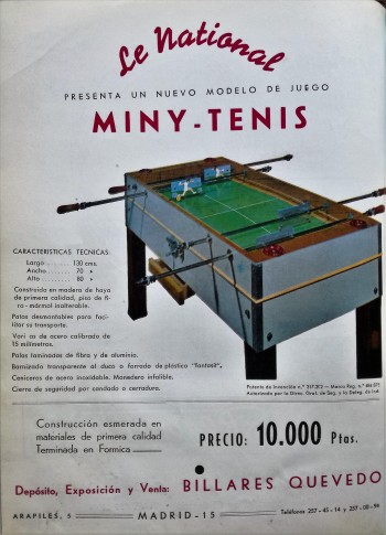 Flyers de  Miny-Tenis - Billares Quevedo
