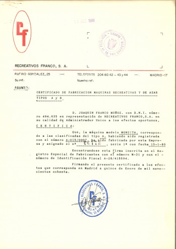 Documentos de  Monzita - Recreativos Franco