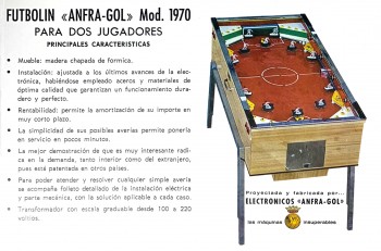 Flyers de  Futbolín 1970 - Anfra Gol
