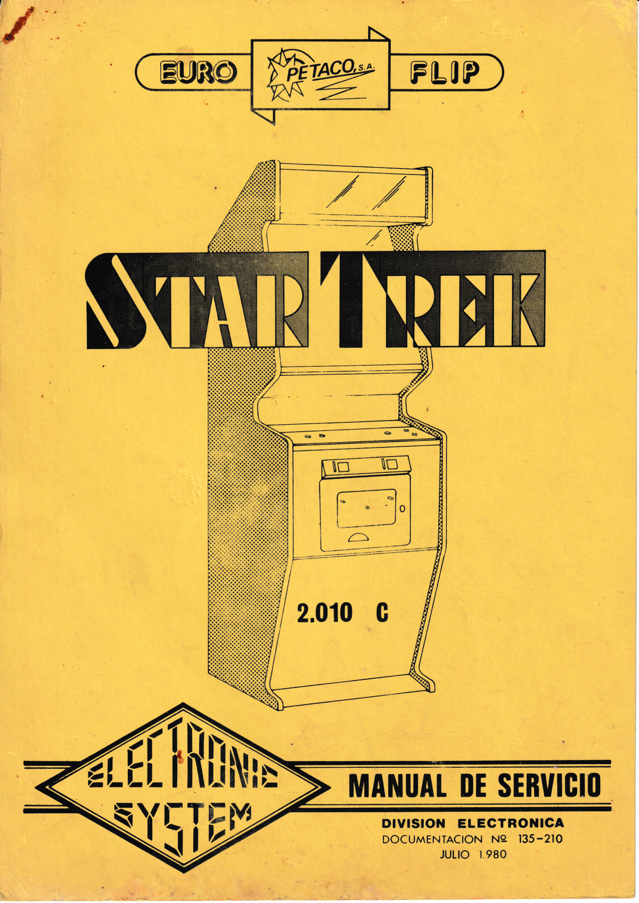 Portada del manual de Star Trek (Astro Fighter) de Petaco, 1980. Imagen: Recreativas.org