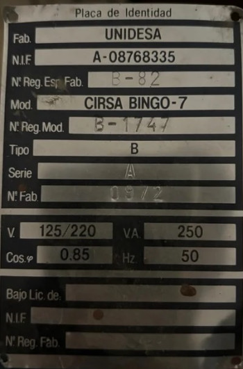 Documentos de  Cirsa Bingo 7 - Unidesa CIRSA