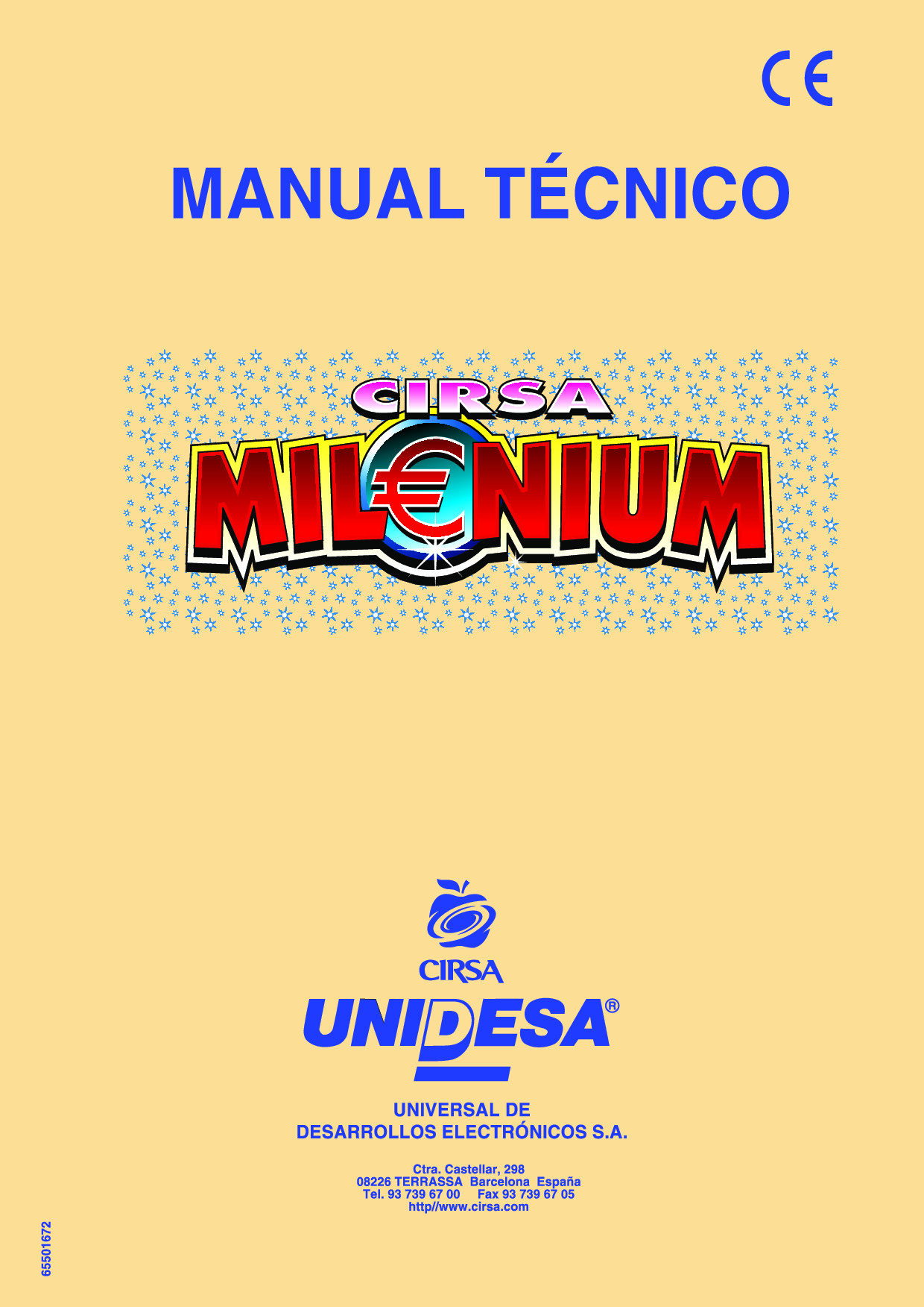 Portada del Manual técnico Cirsa Milenium. Edición : Julio 1999