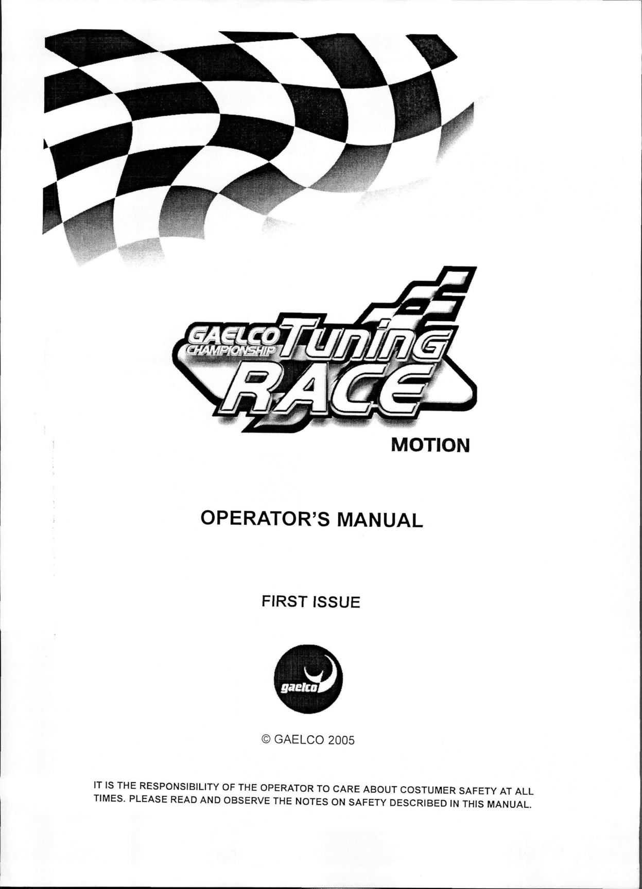 Primera revisión del manual de Gaelco Tuning Race Championship (Motion cabinet). Imagen: Gaelco.