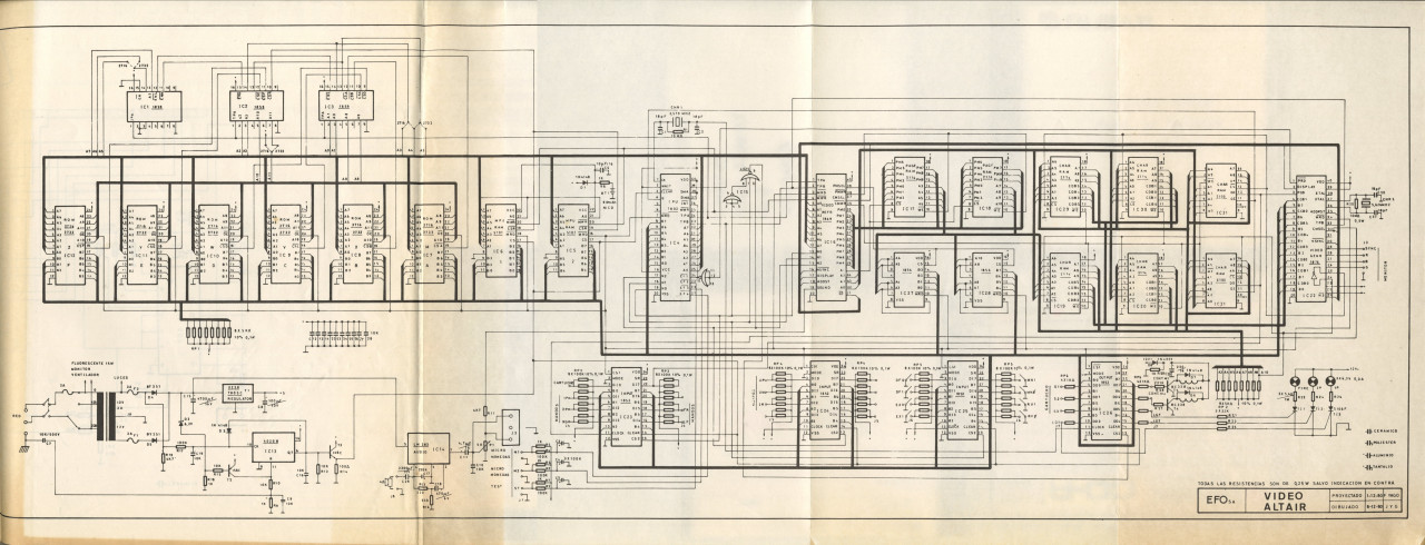 Esquemáticos de la placa de Altair, firmado por Ferran Yago, Diciembre 1980. Imagen: Factory Arcade.