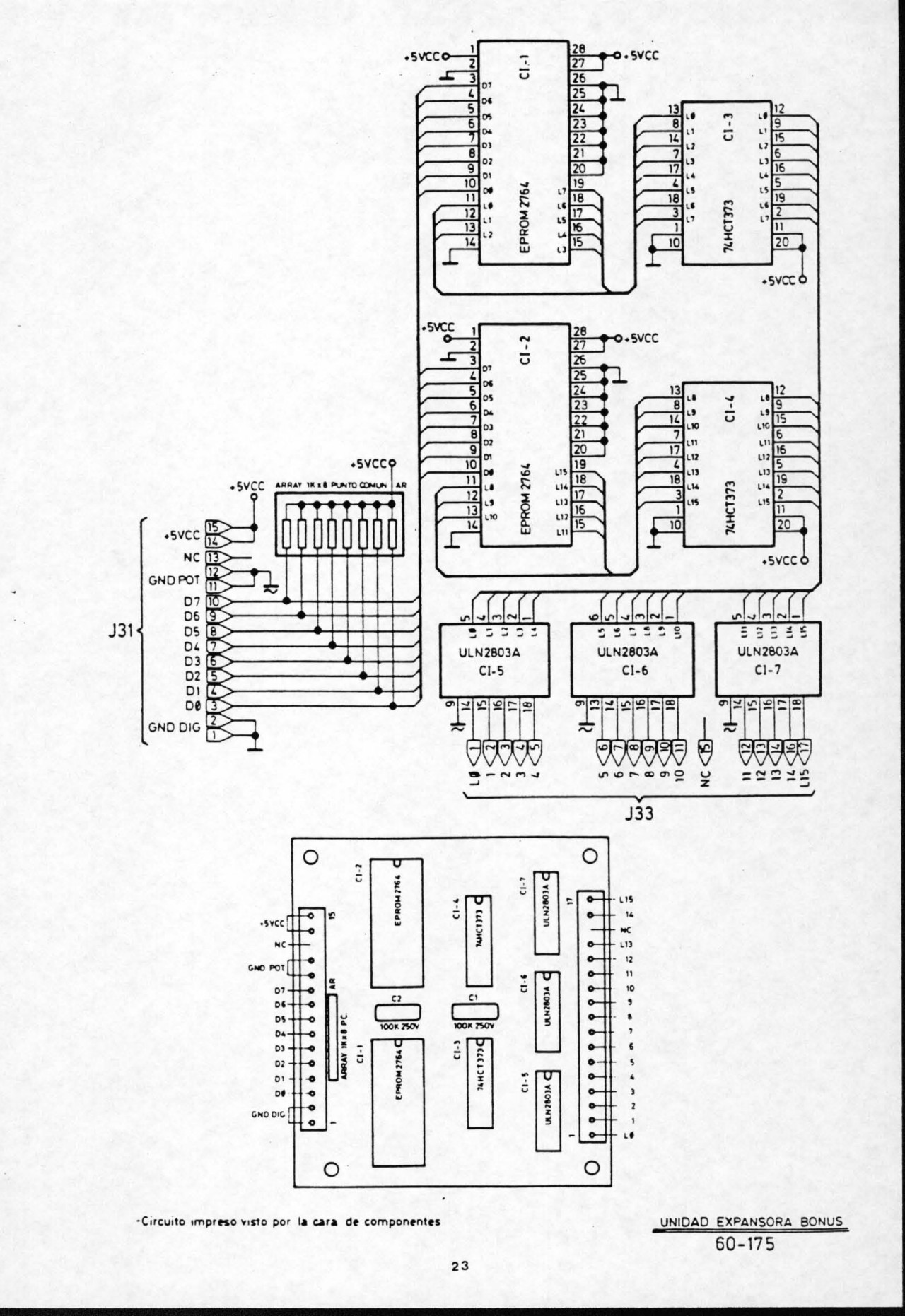 Esquemas de la placa «Unidad expansora bonus» 60-175.