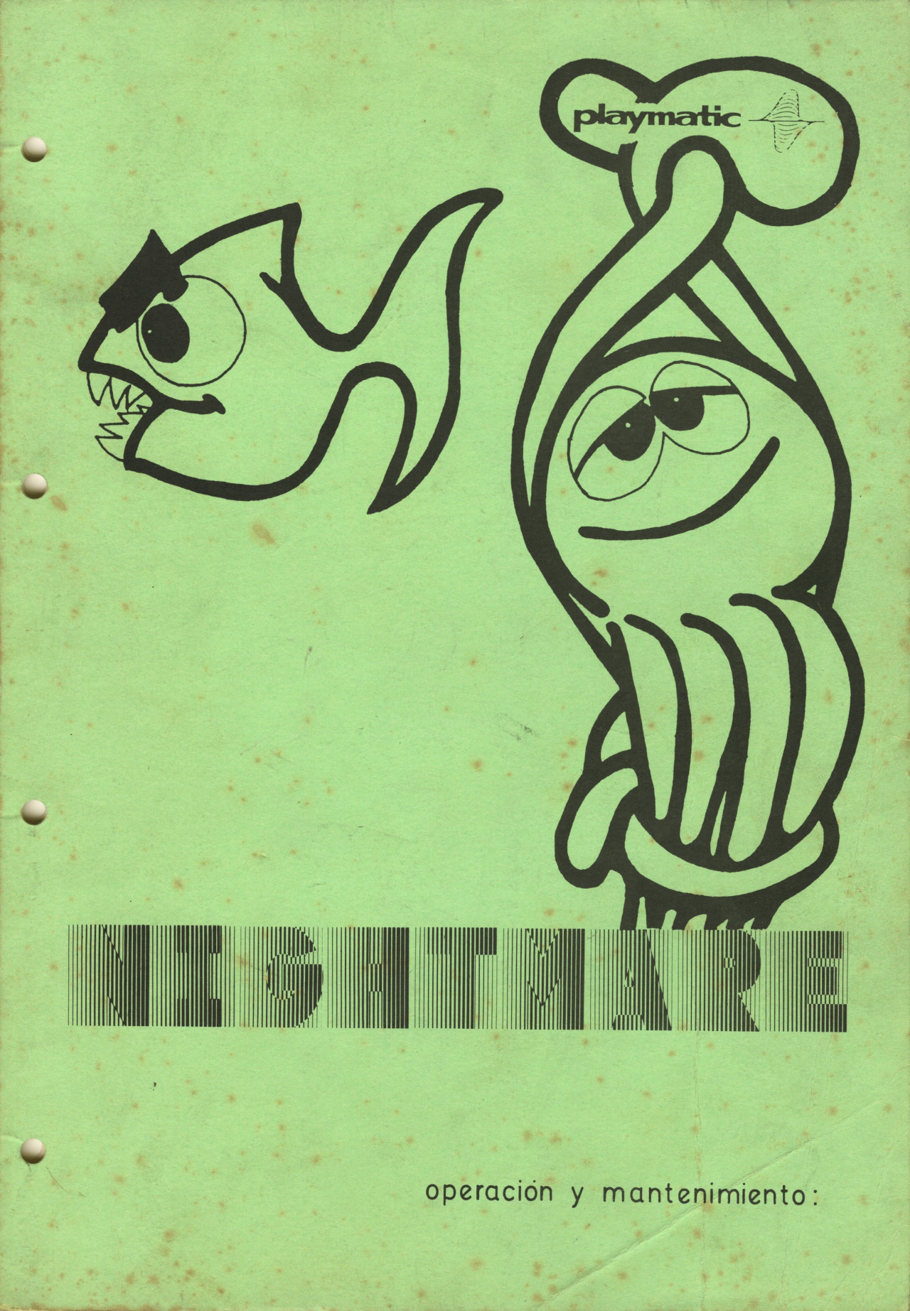 Portada del manual de Nightmare, Playmatic, 1982. Imagen: Factory Arcade.