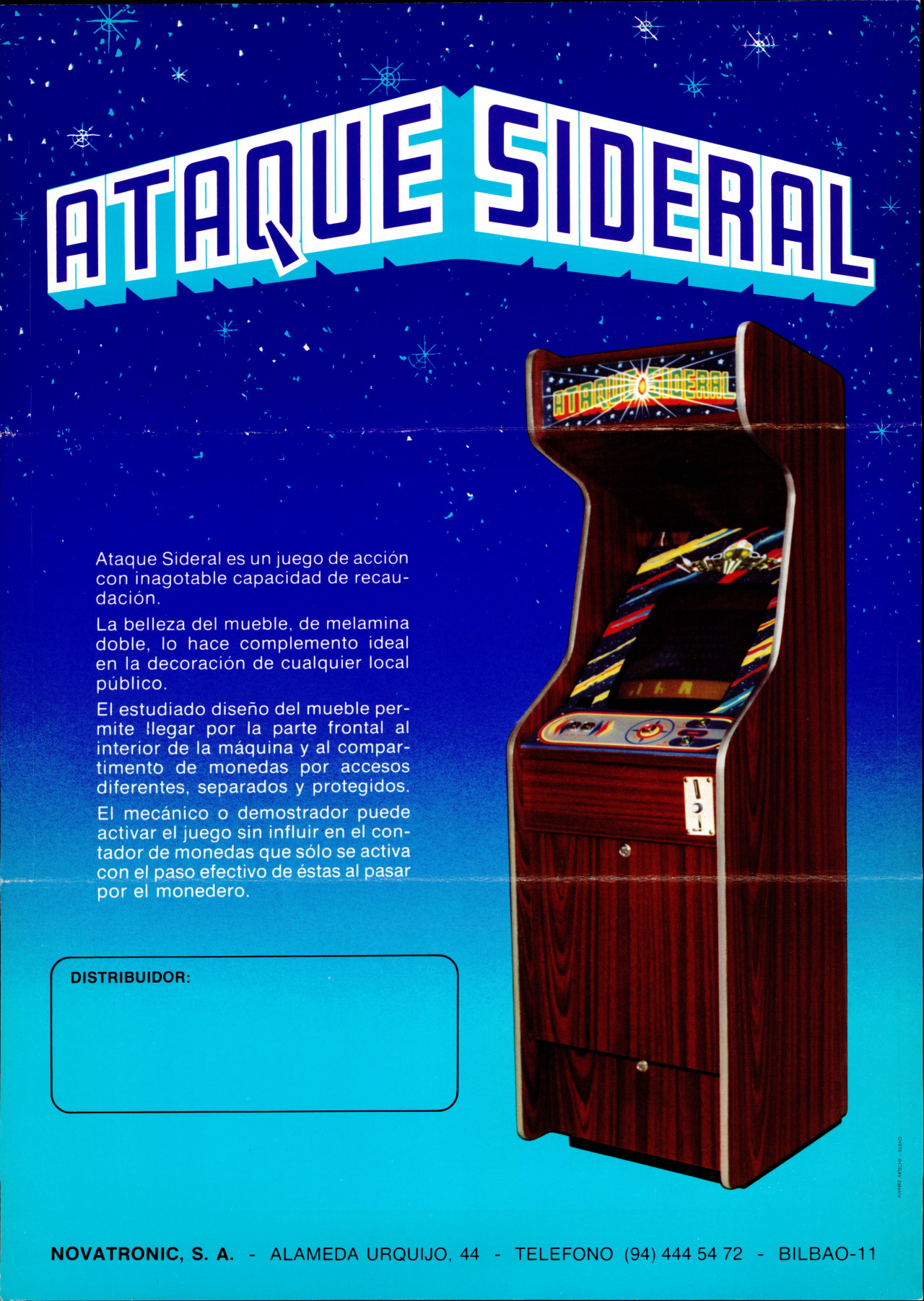 Flyer Ataque Sideral, Novatronic. Imagen: Factory Arcade.