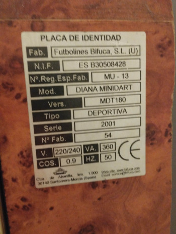 Documentos de  Diana Minidart MDT180 - Bifuca SL
