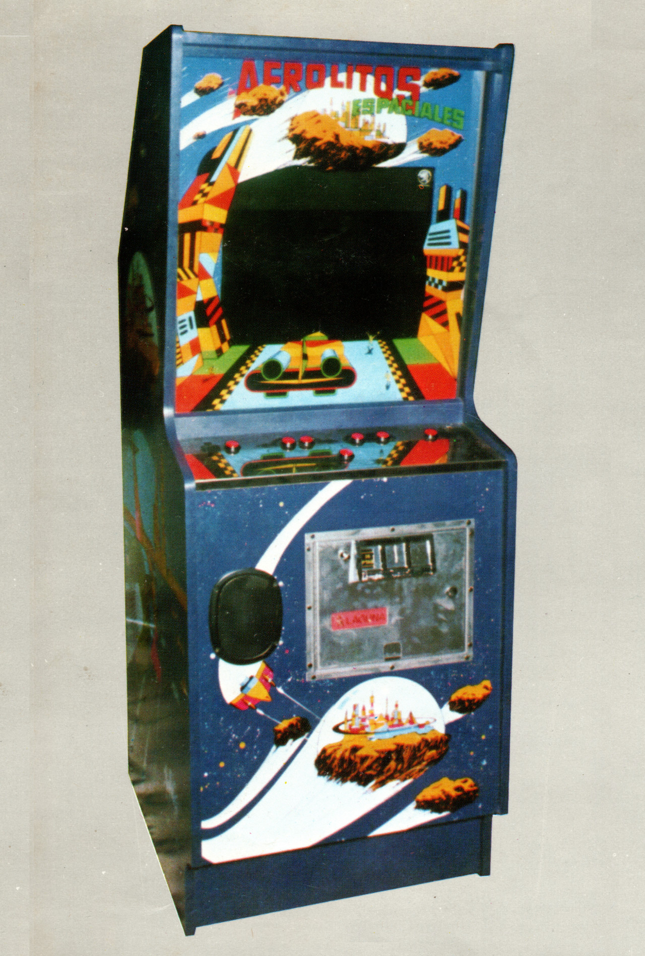 Máquina recreativa Aerolitos Espaciales (Pasatiempos Laguna), basada en Asteroids. Imagen facilitada por David H.
