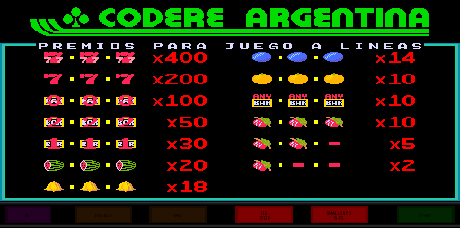 Cherry Master I (ver.1.01, Spanish, CODERE, set 1). Codere Argentina.