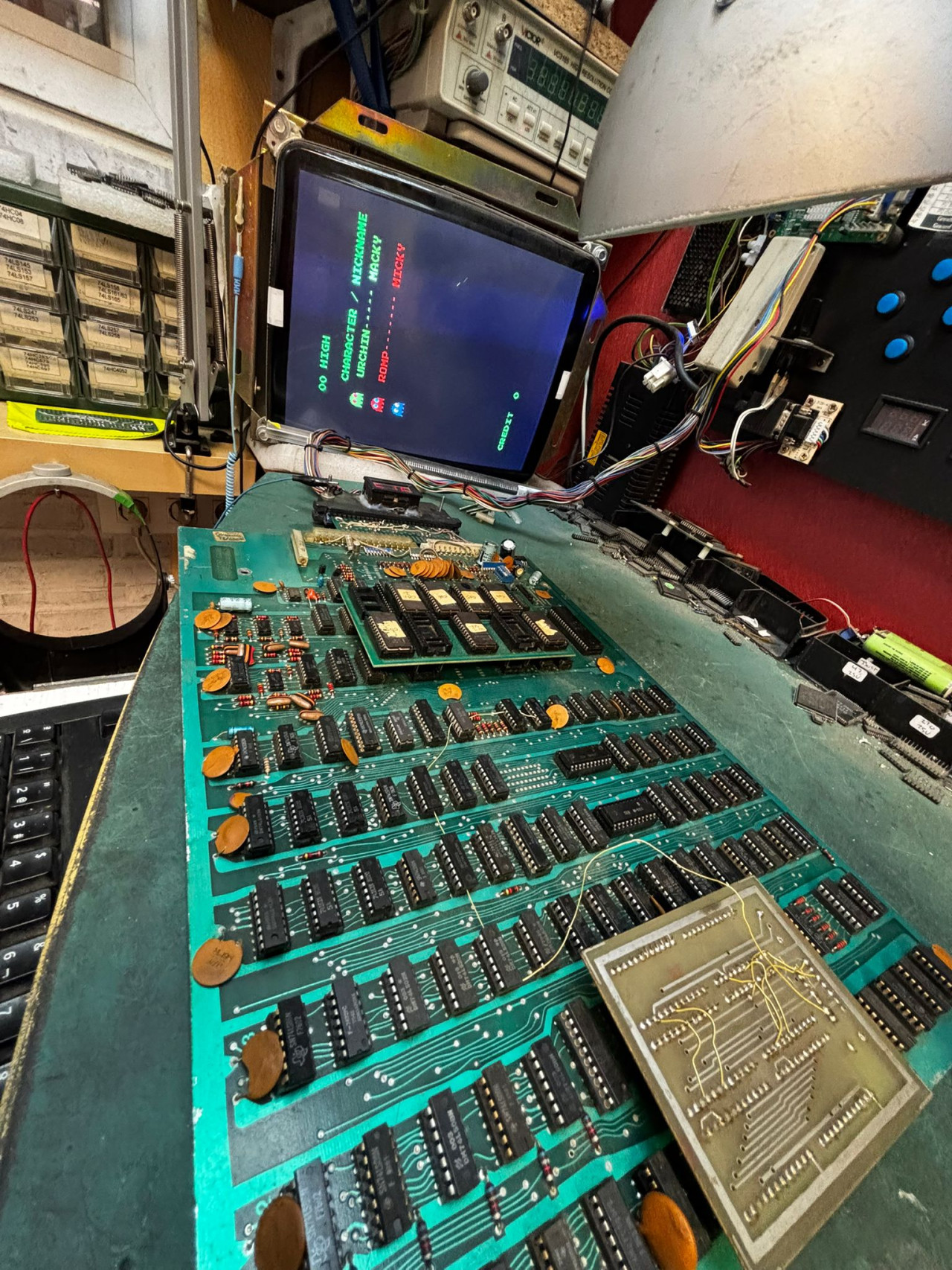 Prueba de la placa Pac-man de Cocamatic. Imagen: Víctor Fernández (City Game).